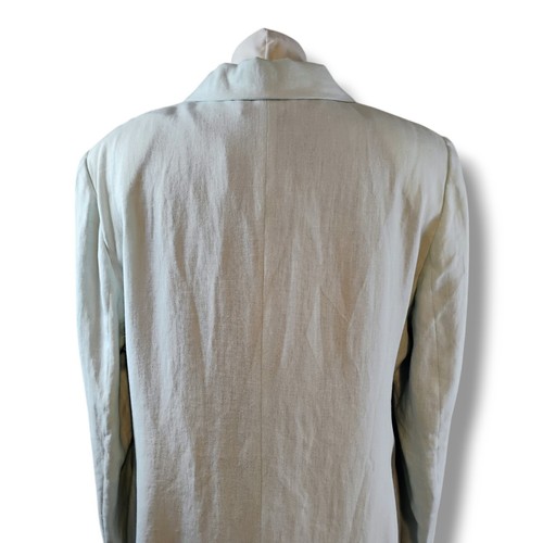 Philippe Adec Paris Womens Blazer Jacket Size UK 20 Pale Green Linen 3 Button - Picture 7 of 10