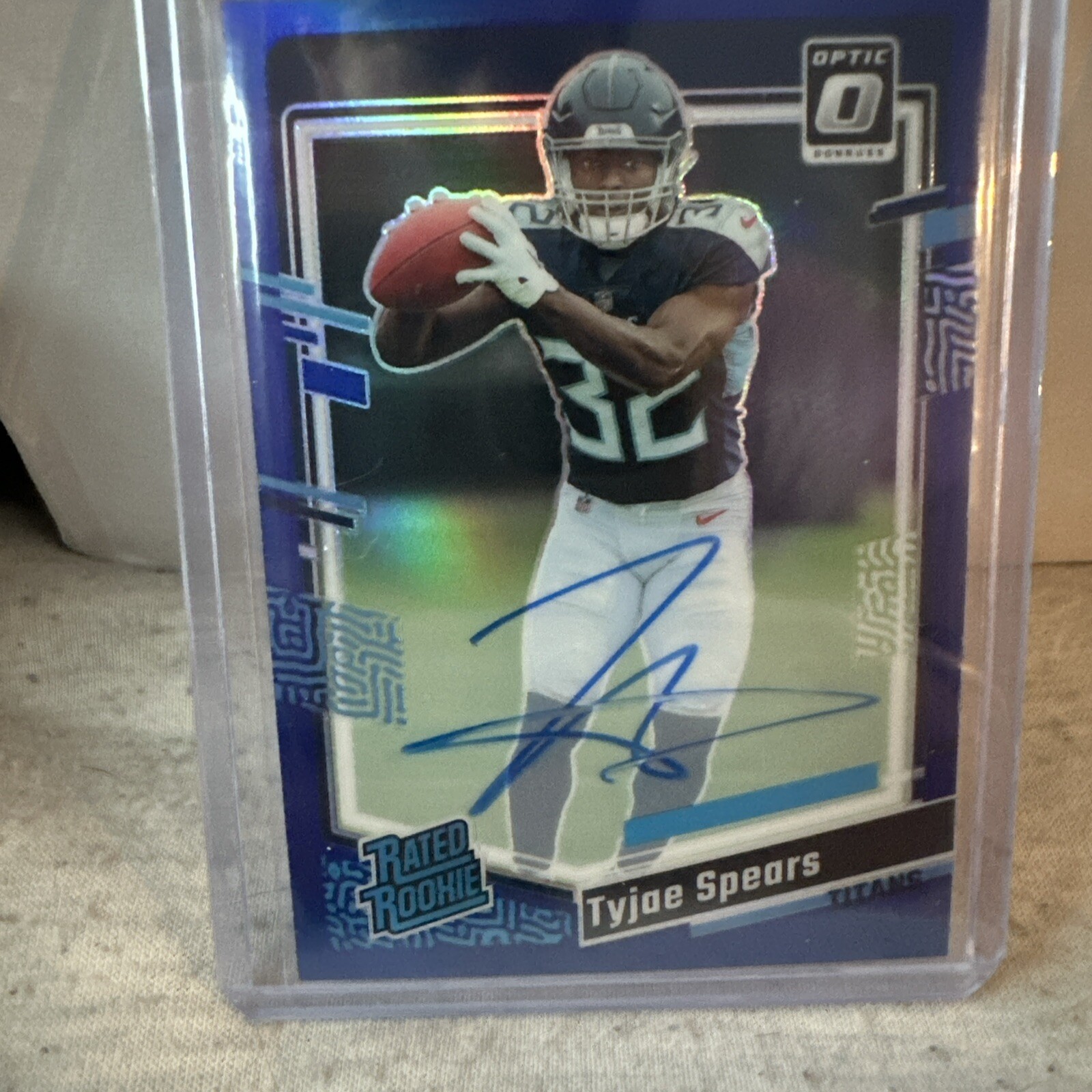 2023 Panini Donruss Optic - Rated Rookie Blue Autographs #297 Tyjae Spears /99