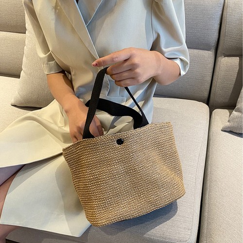 Casual Beach Straw Bag Large Capacity Shoulder Bag 2025 Straw Woven Bag Summer - Picture 11 of 14
