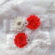 Wedding Bridal Garters Lace Floral Garter Set Flower Stretch Garter Bride Leg...