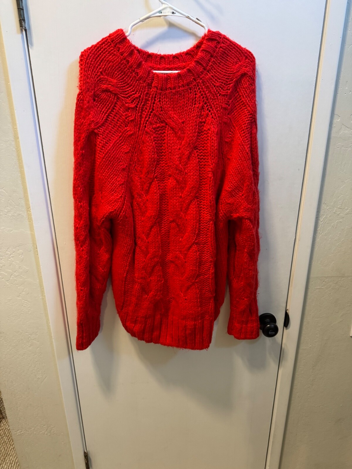 Women "Love Whit" dark orange (or red) knit long sleeve pullover sweater.Size L