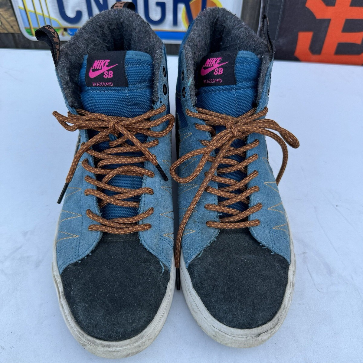 Size 8.5‎ - Nike SB Zoom Blazer Mid PRM Acclimate Marina Blue Pecan DC8903-400 Nike SB Zoom Blazer Mid Premium - Marina/Pecan/Desert Ochre  main image 4