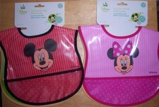 NEW 2 PACK MICKEY MOUSE OR MINNIE MOUSE POCKET BIBS, DONALD DUCK, DAISY DUCK