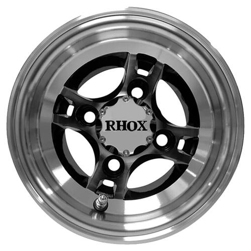 4) RHOX 8" Brickyard Machined & Black Golf Cart Wheels w Duro Touring Tire - Picture 3 of 4