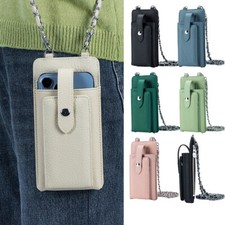 Women's Leather Wallet Cell Phone Bag Small Crossbody Bag Adjustable Chain Pack