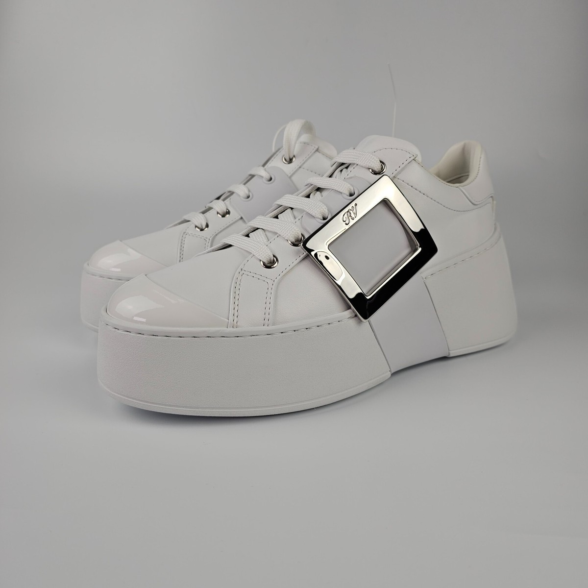 ROGER VIVIER Viv Skate White Leather Sneakers New | eBay