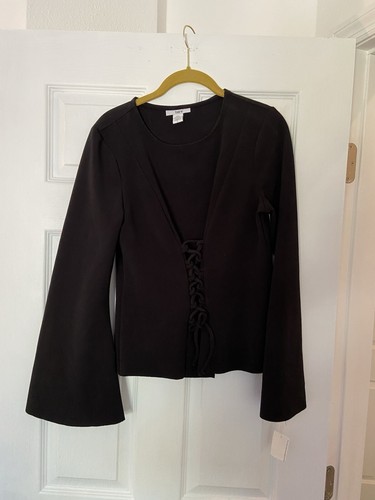 Bar III Black Lace Up Top Size - L - Picture 3 of 3