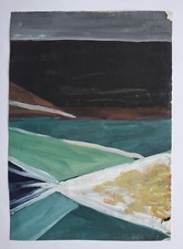 Gemälde Aquarell Tusche Landschaft Gebirge Abstrakt Gerda Henning Nachlass