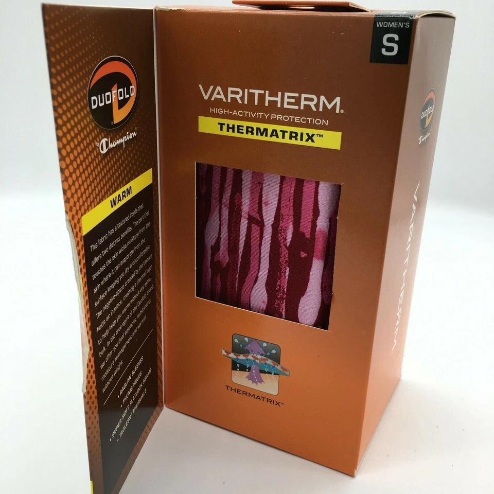 Champion Varitherm Baselayer Pants Womens SM Duofold Thermatrix Pink Drip Stripe - Image 2 of 4