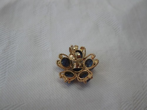 Zaffiro Orecchini 18K Oro Antico Art Déco Estate Matrimonio Gioielli Rétro Raro - Foto 5 di 12