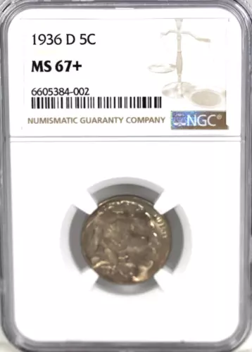 1936-D Buffalo Nickel : NGC MS67+