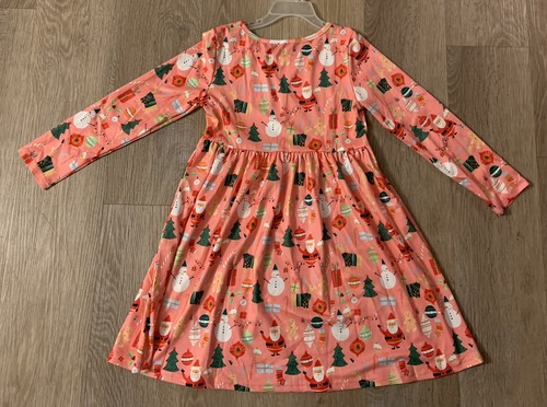 New Boutique Girls Size 6 Pink Holiday Dress With Adorable Christmas Print - Picture 6 of 7
