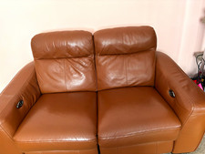 Furniture Village Brown Leather 2 Seater Recliner Sofa 170cm L 100cm W