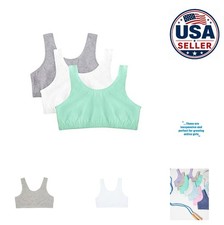 Girls Training Bras 3 Pack Cotton Spandex Racerback Pull-On Tag-Free High