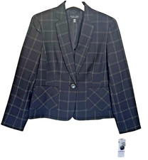 Evan Picone Blazer Women s Size 6 - Black Silver - One-Button-Black Label-NWT