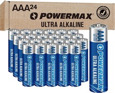 AAA Alkaline Batteries 24 Pack Powermax Battery 10 Year Shelf Life Long Lasting 0.58 per gallon