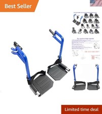 Lightweight and Adjustable Blue Footrests for Any Wheelchair or Transport Chair