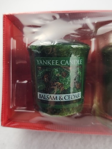 Yankee Candle Balsam And Cedar Votive Set Of 3 With Clear Glass Holder Gift Set - Picture 9 of 9