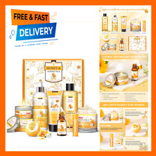 Bath and Body Gift Set 9 Pieces Almond Milk Honey for Women Spa Skin Care