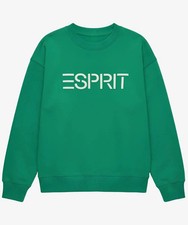NWT Esprit Women's Logo Fleece Crewneck Sweatshirt Embroidered 80s Retro Viral S