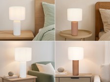 Schöne Nachttischlampen mit Keramikfuß & Stoffschirm, Tischleuchte Wohnzimmer