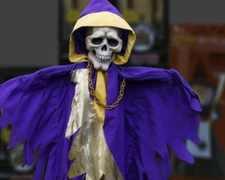 VINTAGE MOTION-ETTES SOUND LIGHT ANIMATION NOT TELCO Shaking Purple Grim Reaper