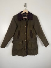 Barbour Wachsjacke Bower Gr. UK 10 grün wasserdicht Country Regen Mantel Parka