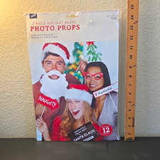 Spritz Christmas Holiday Photo Booth Props Set Santa Claus 13pc Paper/Plastic