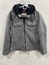 Levis Hooded Trucker Jacket Mens XL Grey Graphite Commuter Water Resistant