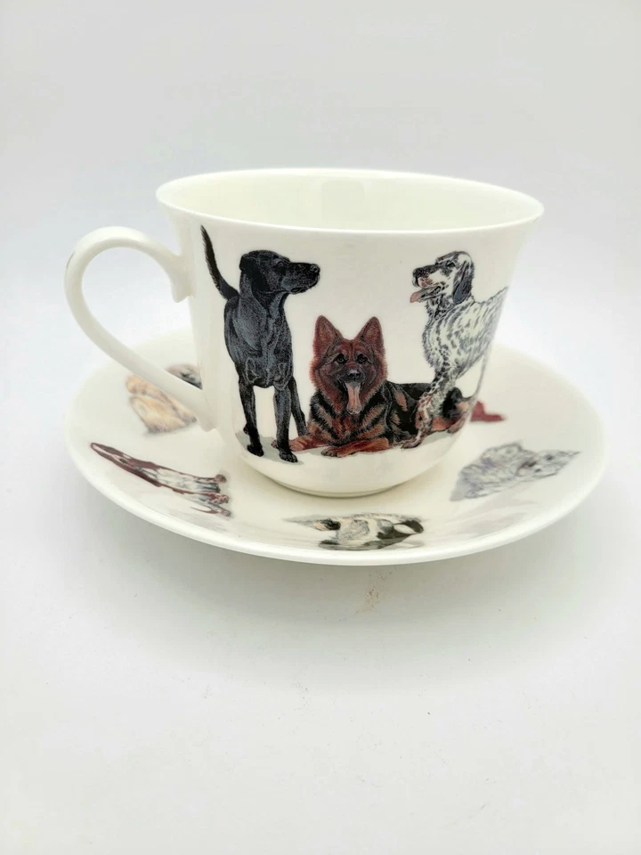 PLATILLO TAZA DESAYUNO PORCELANA HUESO FINO PERROS EN ABUNDANCIA, ROY KIRKHAM, HECHO EN INGLATERRA Foto 4 de 4