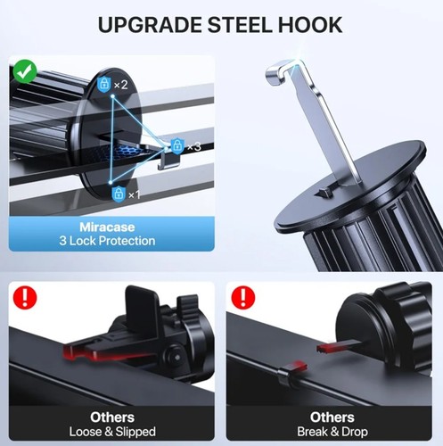 Car Phone Holder Mount, Upgraded Vent Clip Never Fall Off Universal Phone - Photo 6 sur 6