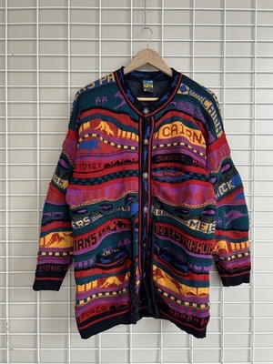 Emaroo Australia 3D Strick Cardigan Herren M Wolle mit Kapuze Vintage...