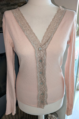 VERO MODA * Feinstrickstrickjacke Strickjacke mit Spitze ROSEton * Gr.  S/M