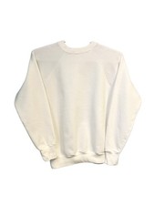 Vintage 70s Blank White Raglan Crewneck Sweatshirt USA Made Workwear