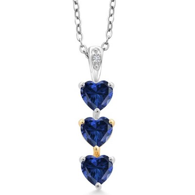 Keren Hanan 925 Sterling Silver and 10K Yellow Gold Created Sapphire and White