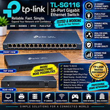 TP-Link TL-SG116 16-Port Gigabit Ethernet Network Switch Metal Tested Working