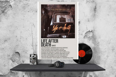 B.I.G Leben nach dem Tod Album Cover Poster/Druck A3/A4/A5 230 g/m² gerahmt