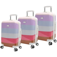 Nicole Miller Luggage Rainbow Collection - 3 Piece Hardside Lightweight Spinn...