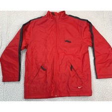 Nike Jacket Mens Large Red Black Full Zip Fleece Lined Windbreaker Coat
