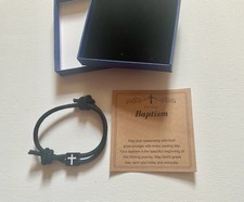 Baptism Gift Bracelet w/ Cross Boy, Girl Christian Jesus Adjustable w/ Gift Box