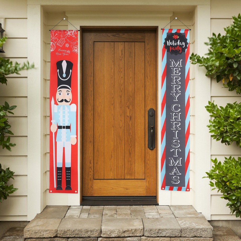 Christmas Front Door Banner Nutcracker Fabric Assorted Color Hanging ...