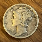 1942-S Mercury Dime Fine San Francisco WWII Era 90% Silver Winged Liberty Coin