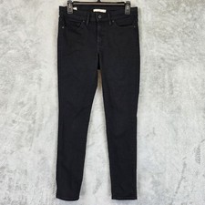 Levis Premium 711 Skinny Jeans Womens 28 Black Dark Wash Mid Rise Stretch Denim