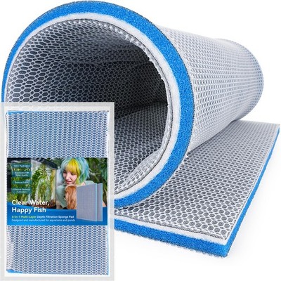 Borlech Aquarium Filtermedien Schwamm Pad, Mehrschicht Schaum Filter Zahnseide für F...