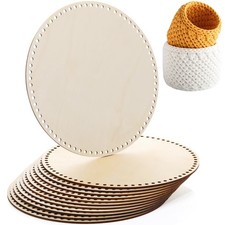 Fanfanwin 12 Pcs Wooden Moses Crochet Basket Round Base Unfinished - 12 Inch