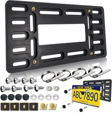 Front License Plate Holder Bracket - Black Universal ABS Mounting Kit Frame with