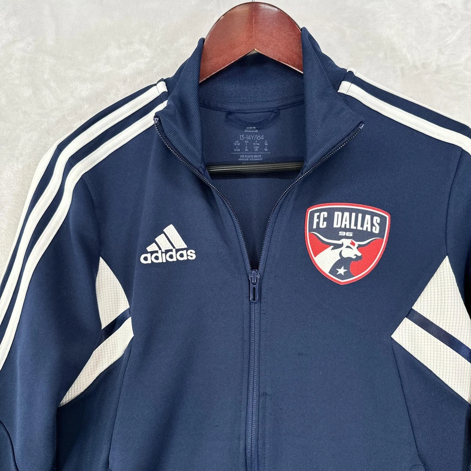 FC Даллас Track куртка молодежи 13-14Y Adidas синий AEROREADY полный молнии MLS футбол - Изображение 2 из 4