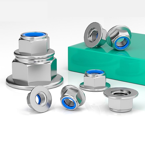 Flanged Nyloc Nuts Flange Nylon Insert Locking A2 Stainless Steel Nut M3 - M12 - Picture 2 of 12