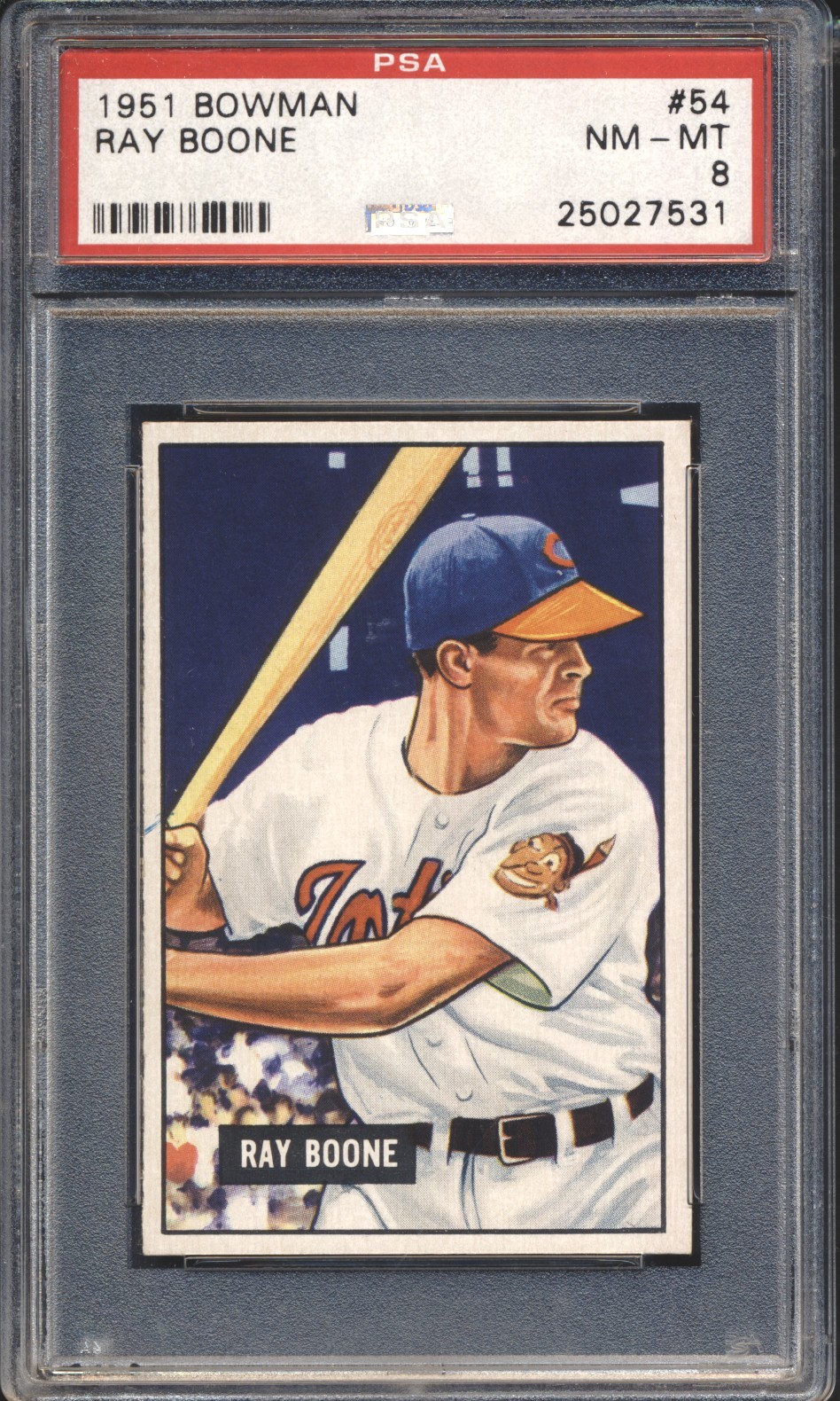 1951 Bowman Baseball Ray Boone ROOKIE #54 PSA 8 INDIANS NM-MT (PSA SET BREAK)