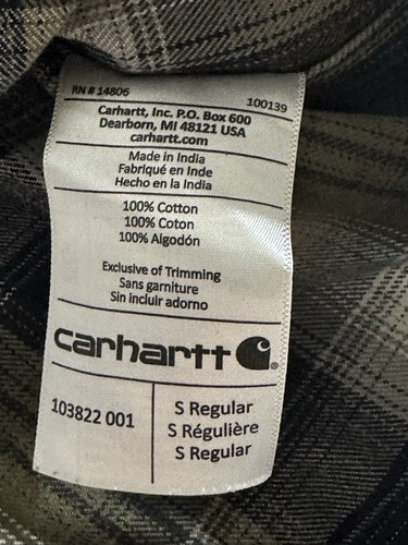 Carhartt 103822 001 Hubbard Flannel Shirt Fit Work Heavyweight Size Small Reg - Picture 4 of 12